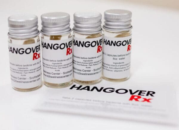 Four bottles of hangover medication.